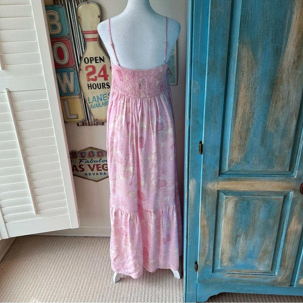 GAP Maternity Pink Floral Smocked Maxi Dress - Picture 4 of 11